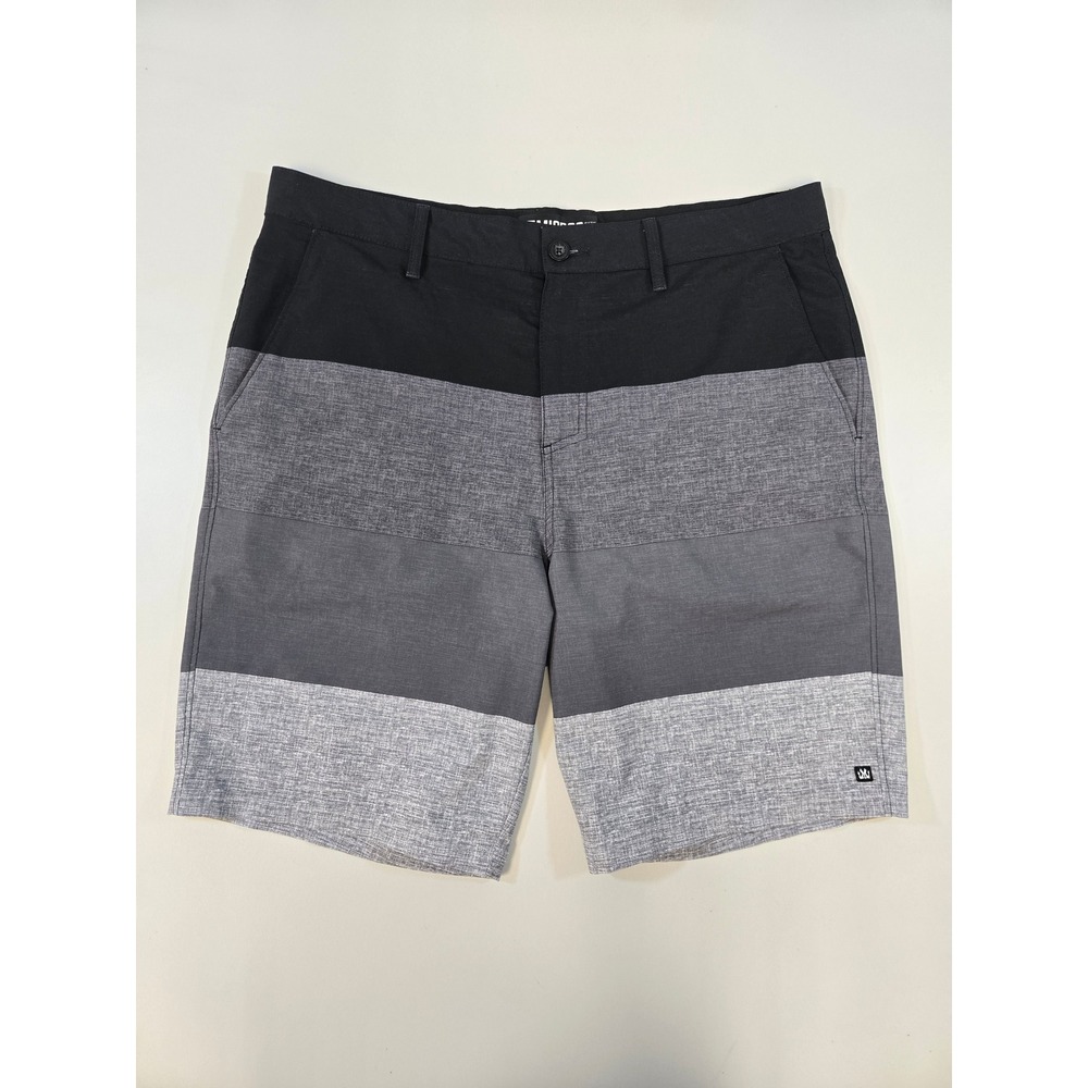 Micros‎ Mens Hybrid Board Shorts Size 34 Black Grey Colorblock Quick Dry